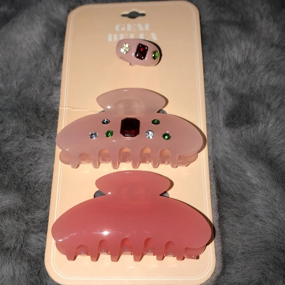 Pink Hair Claw and Ring Set #2112
